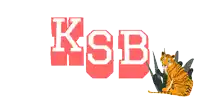a tiger is sitting next to the letters ksb on a white background