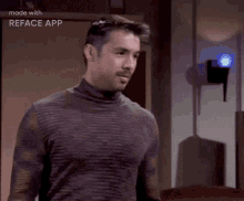 a man wearing a turtleneck sweater is saying nice
