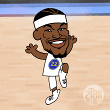 a cartoon drawing of a basketball player wearing number 22