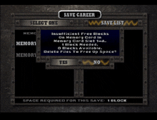 a video game screen that says " save career " and " save list "