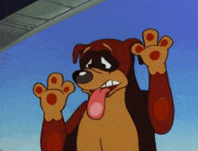 a cartoon dog with his tongue hanging out and paws up