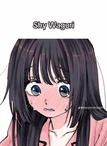 a drawing of a girl with shy waguri written on the bottom