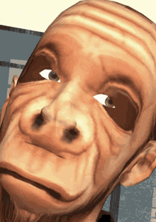 a close up of an old man 's face with the letter l on the bottom right