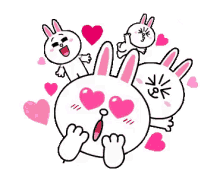 brown and cony love hearts surprised giggle