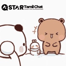 a star tamil chat logo with a cartoon bear and a snowman