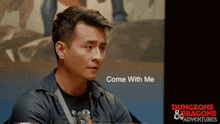 a poster for dungeons & dragons adventures shows a man talking