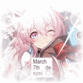 a picture of a girl with the words march 7th de romi on the bottom