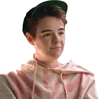 a young man wearing a pink tie dye hoodie and a hat