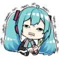 a sticker of hatsune miku holding a green onion .