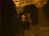 a person standing in a dark room with a light shining on them