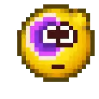 a pixel art smiley face with a purple circle in the middle