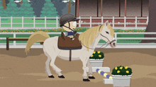 a cartoon of a man riding a horse