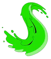 a cartoon drawing of a green splash of liquid