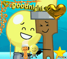 a picture of a light bulb and a paint brush with the words goodnight written on it