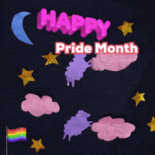 a poster that says happy pride month with a moon and stars