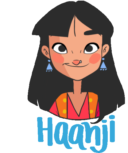 Approving Girl Says Haanji In Hindi Sticker - Dilliwali Head Shaking Happy  - Discover & Share GIFs