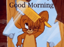 good morning jerry jerry the mouse fixing hair comb