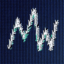 a blue background with white and green lines that look like trees