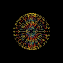 a colorful circle on a black background that looks like a clock