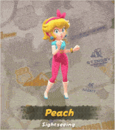 a video game character named peach is sightseeing on a map