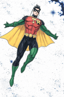 a drawing of robin flying in the air