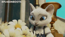 Flowers GIF - Puss In Boots Flowers For You Courtship GIFs