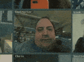 a man taking a picture of himself with the name chris on the bottom left