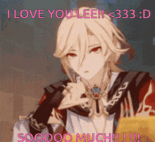 a cartoon character says i love you lee and sooooo much