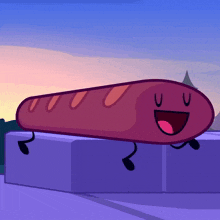 a cartoon drawing of a loaf of bread with a smiling face