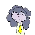 a pixel art drawing of a girl with a yellow tie
