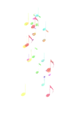a bunch of colorful music notes falling from the sky