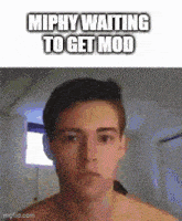 a shirtless man is waiting to get a mod