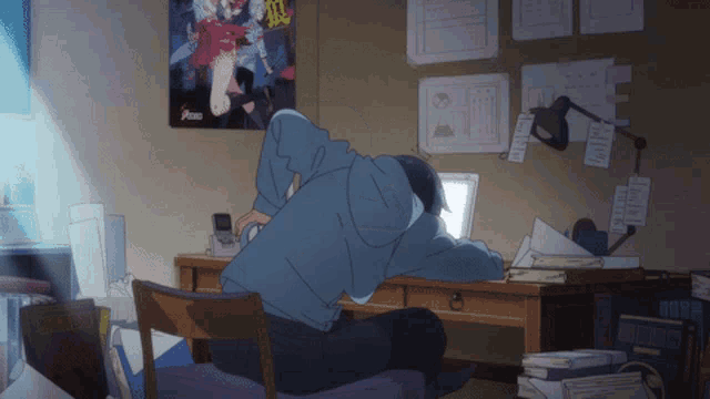 Anime Tired Gif Anime Tired Exhausted Discover Share Gifs - Photos