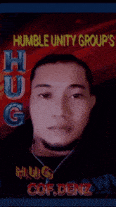 a poster for humble unity groups features a man 's face