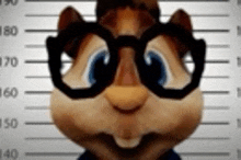 a close up of a chipmunk wearing glasses .