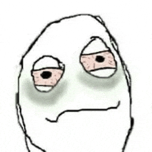 a drawing of a person 's face with a funny face and a sad look on their face .