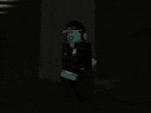 a cartoon character wearing headphones and a jacket is standing in the dark .