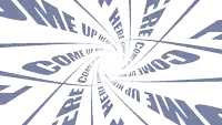 a spiral with the words come up here in the middle