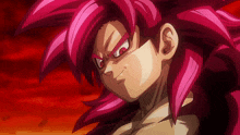 a close up of a cartoon character with pink hair