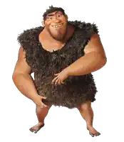 a cartoon caveman with a beard is smiling