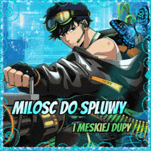 a cartoon of a man with a gun and the words miłosc do spluwy