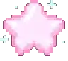 a pixel art of a pink star with white clouds around it