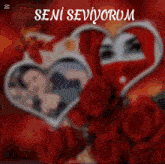 a blurred image of a heart with the words seni seviyorum