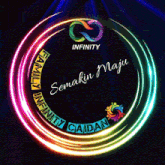 a logo for infinity family caidan with a rainbow colored circle