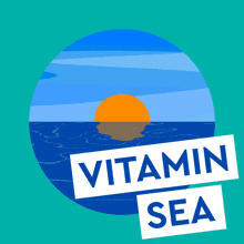 an illustration of a sailboat in the ocean with the words vitamin sea above it