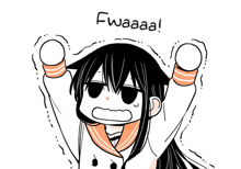 a black and white drawing of a girl with the word fwaaa written on the bottom right