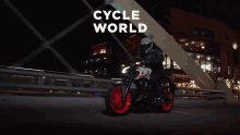 cycle world on my bike on the road motorcyclist night ride