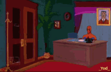 a cartoon of a man and a man in a spiderman costume