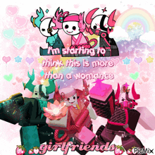a group of cartoon characters standing next to each other with the words i 'm starting to think this is more than a woman