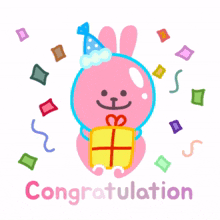 pink rabbit party hat celebration congratulations